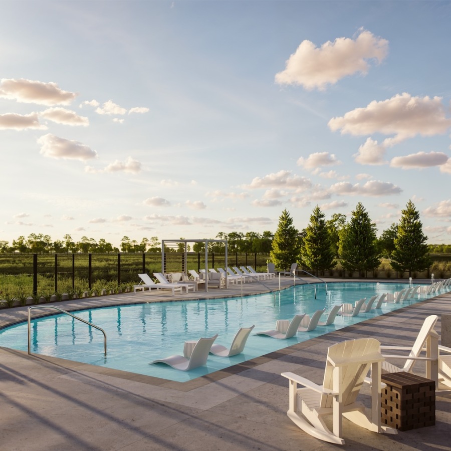 pool area showing reclining seating, wooden coverings and ample space