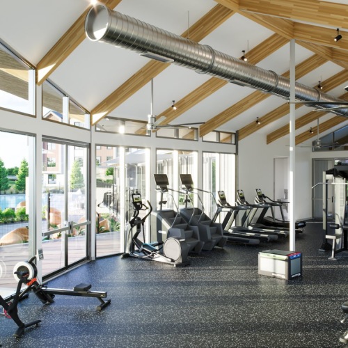 a gym with exercise equipment