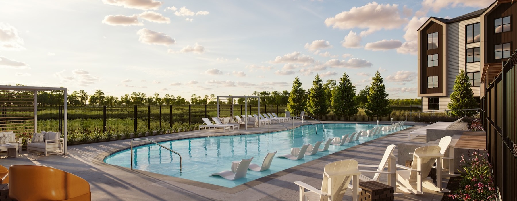 a swimming pool in a courtyard