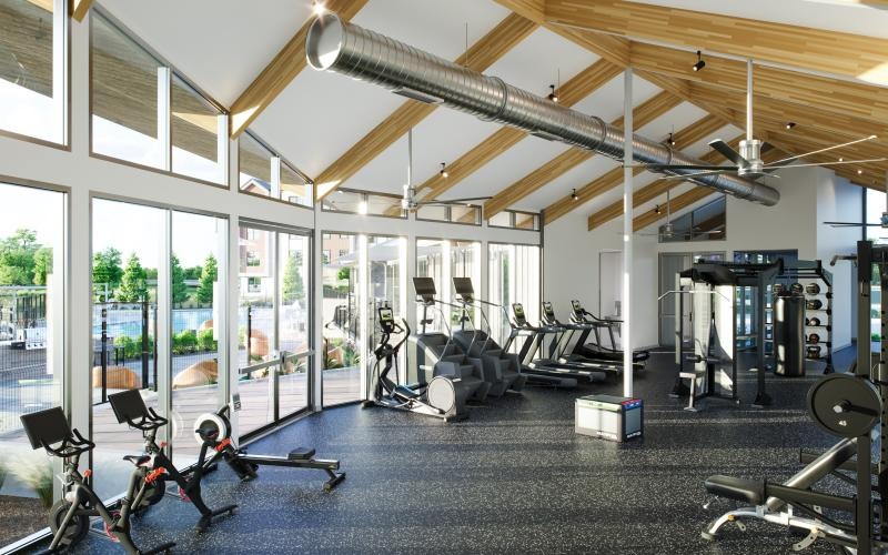 a gym with exercise equipment