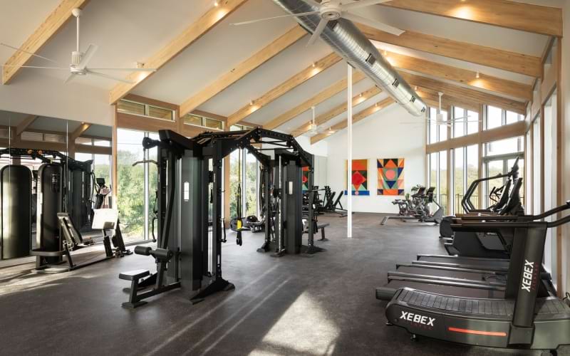 a gym with exercise equipment