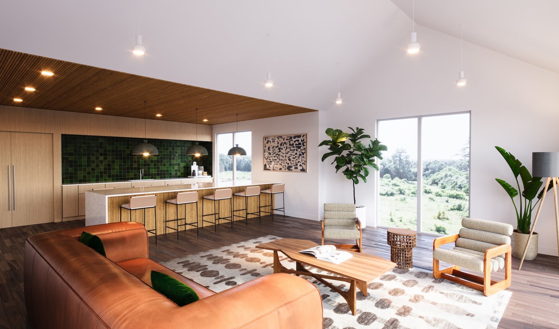 lounge with colorful decor